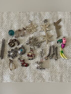 20 Mixed Silver Holiday, all occasion & Snowflake Charms with Enamel Accents